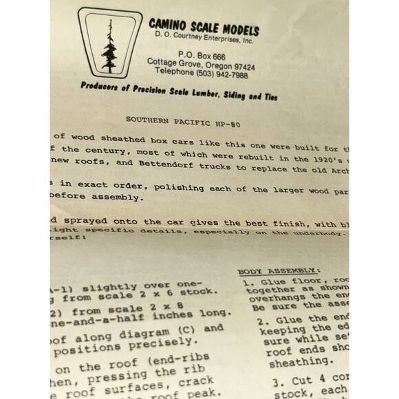 Ho Scale Camino Scale Models Southern Pacific HP-80 Wood Boxcar Craftsman Kit - Picture 5 of 5